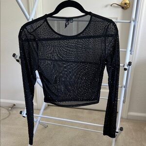 Black Sheer Embellished Top
